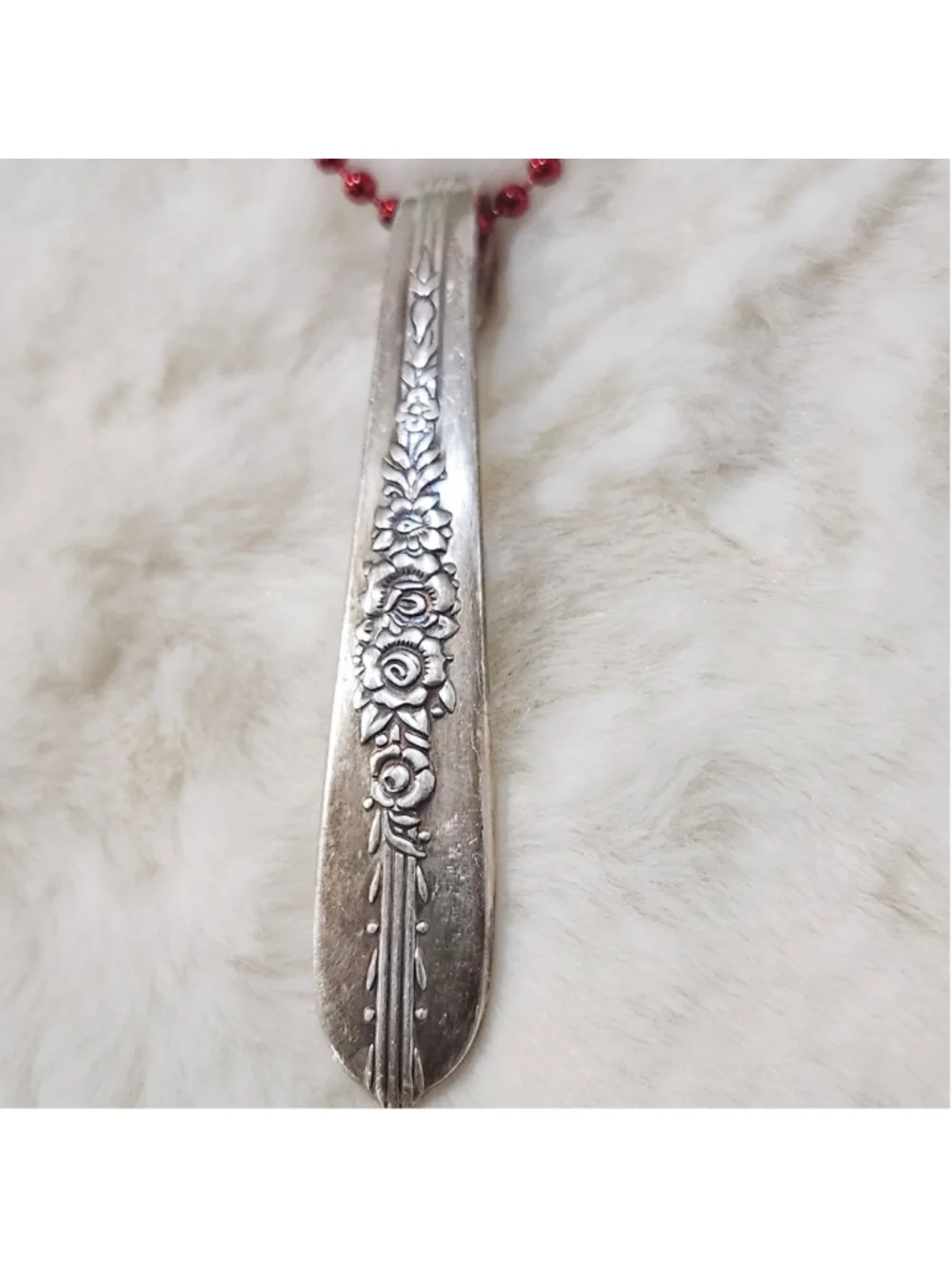 Floral Spoon Pendant Necklace Handmade Fashion Jewelry Ball Chain silverwear - Picture 2 of 5